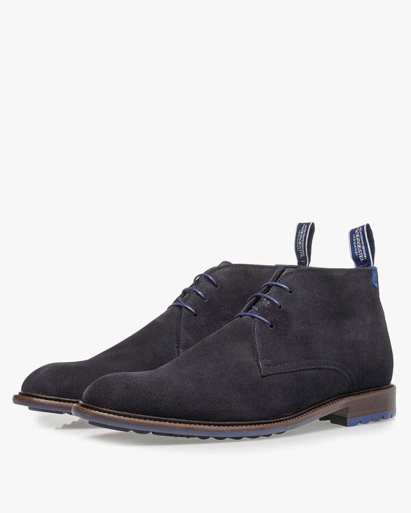 Schn&uuml;rstiefel Wildleder dunkelblau