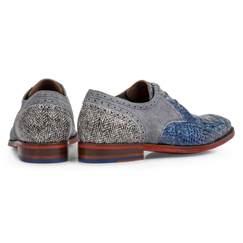Lace shoe printed leather blue