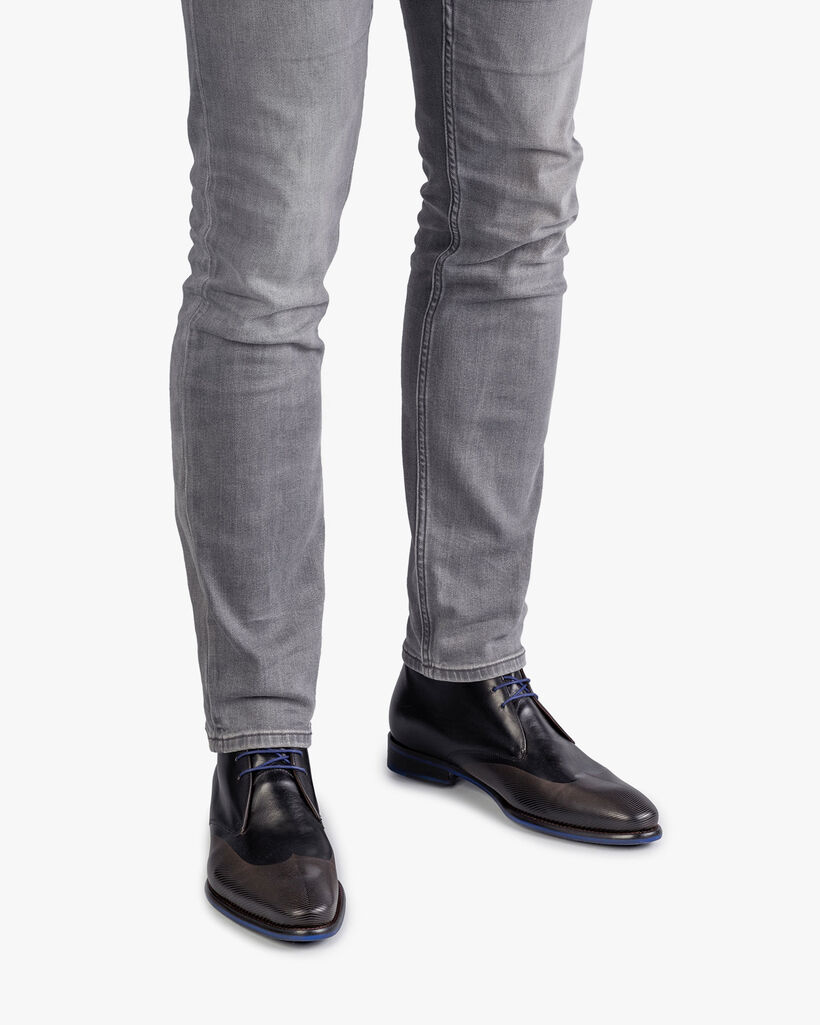 Schn&uuml;rstiefel schwarz Kalbsleder