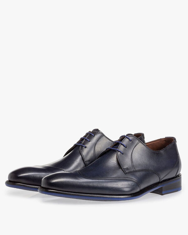 Schn&uuml;rschuh dunkelblau Kalbsleder