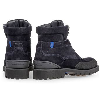 Lace boot blue suede leather