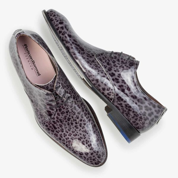 Premium Dunkelgrauer Schn&uuml;rschuh aus Lackleder