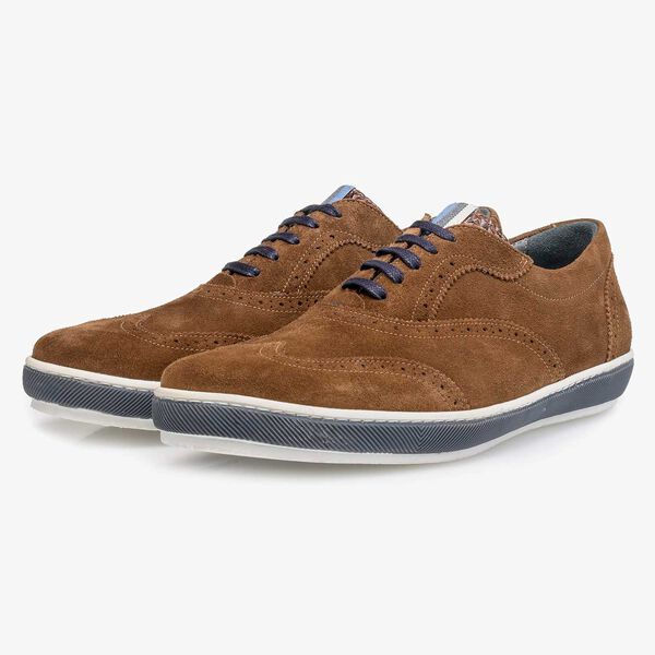Brauner Wildleder Brogue-Schn&uuml;rschuh