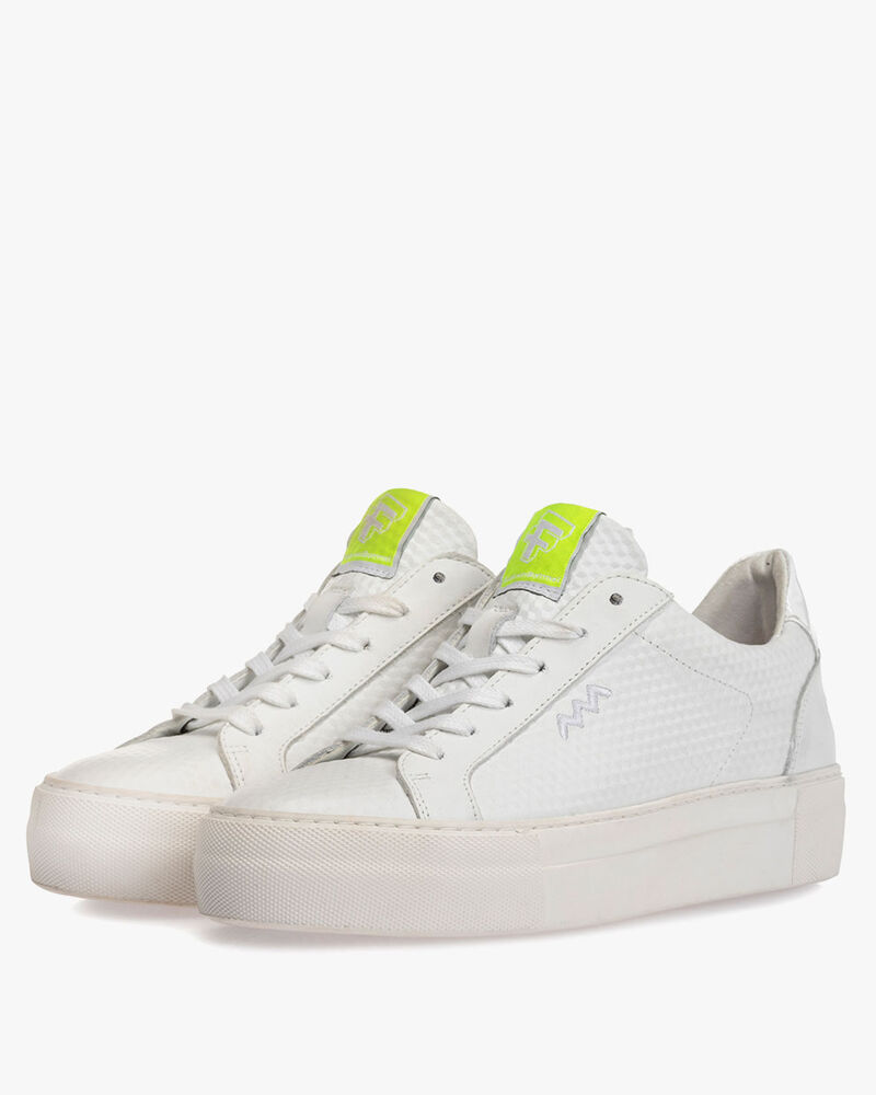 Sneaker mit Print Leder wei&szlig;
