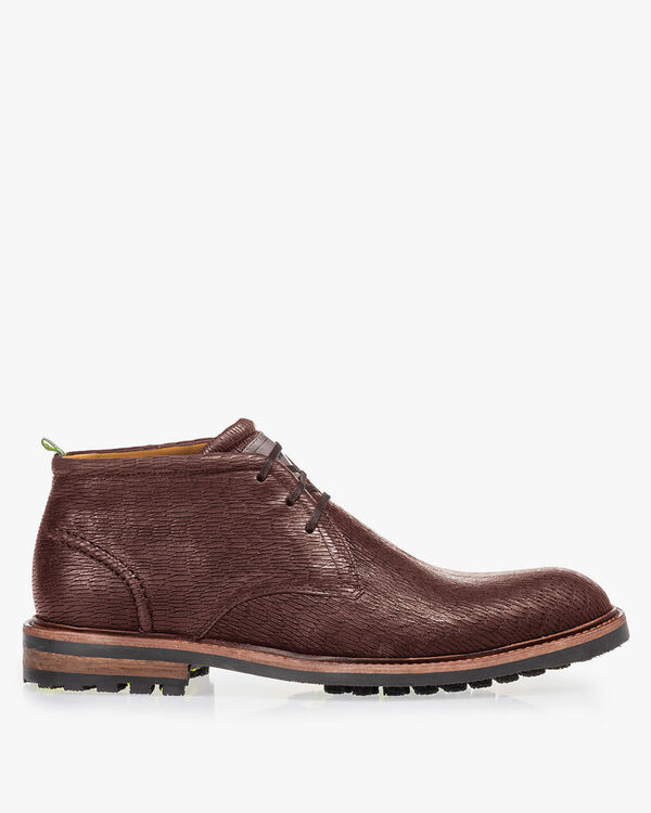 Schn&uuml;rstiefel braun mit Print