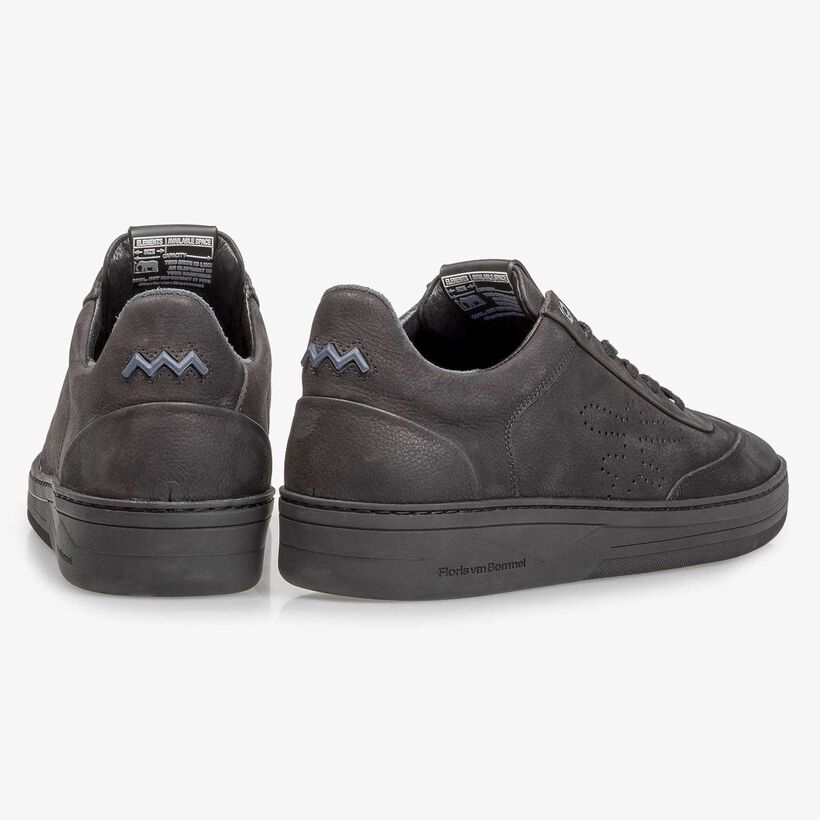 Schwarzer Nubukleder-Sneaker mit Print