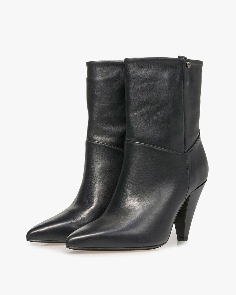 Black nappa leather high boots