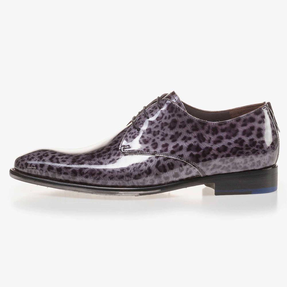 Premium Dunkelgrauer Schn&uuml;rschuh aus Lackleder