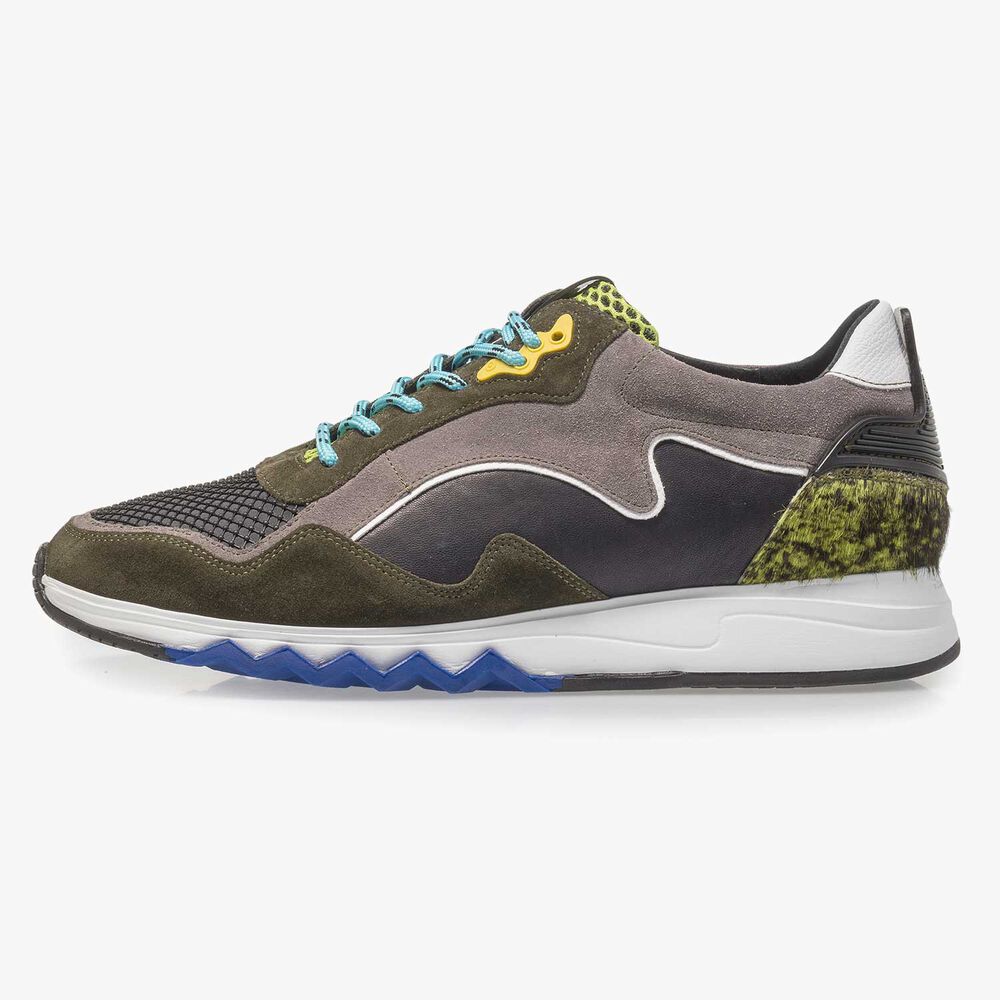 Gr&uuml;n-gelber Wildleder-Sneaker