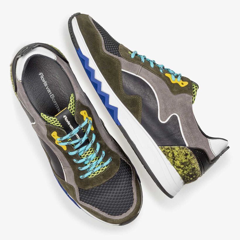 Gr&uuml;n-gelber Wildleder-Sneaker