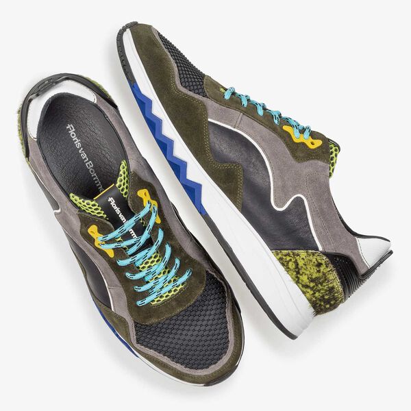 Gr&uuml;n-gelber Wildleder-Sneaker