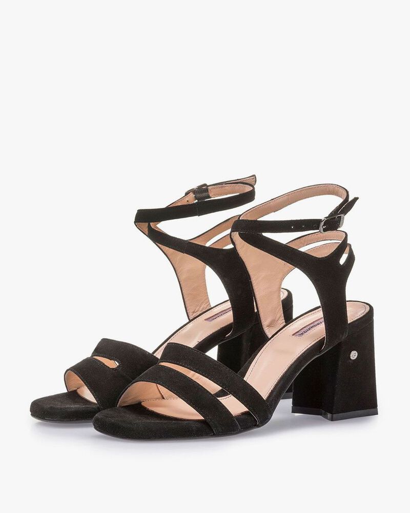Schwarze Wildleder-Sandalette