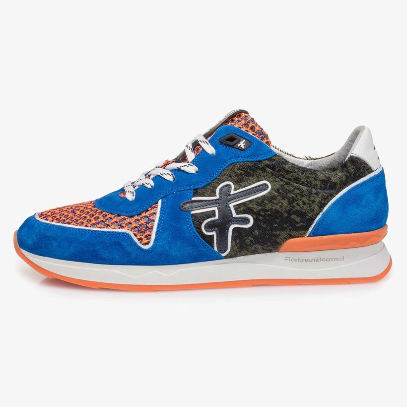 Blue premium suede leather sneaker with color accents