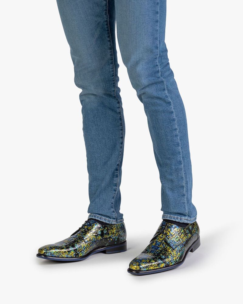 Schn&uuml;rschuh mit Print gelb