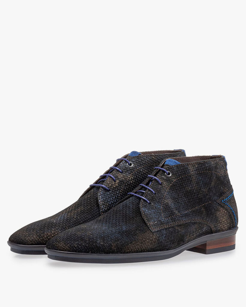 Lace boot with print bronze