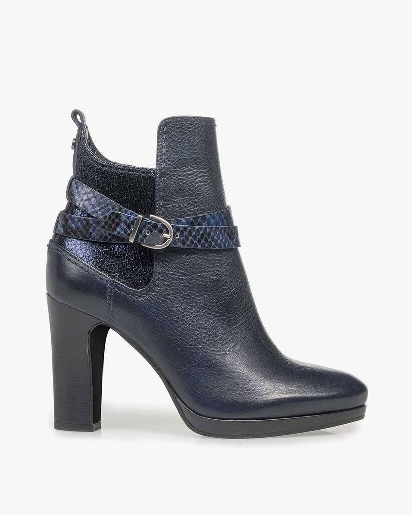 Blaue Kalbsleder-Stiefelette