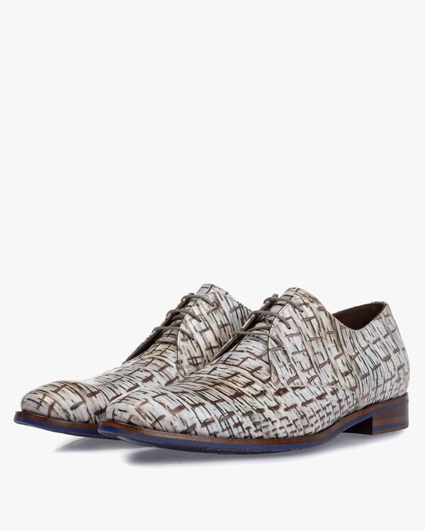 Schn&uuml;rschuh mit Print cremewei&szlig;