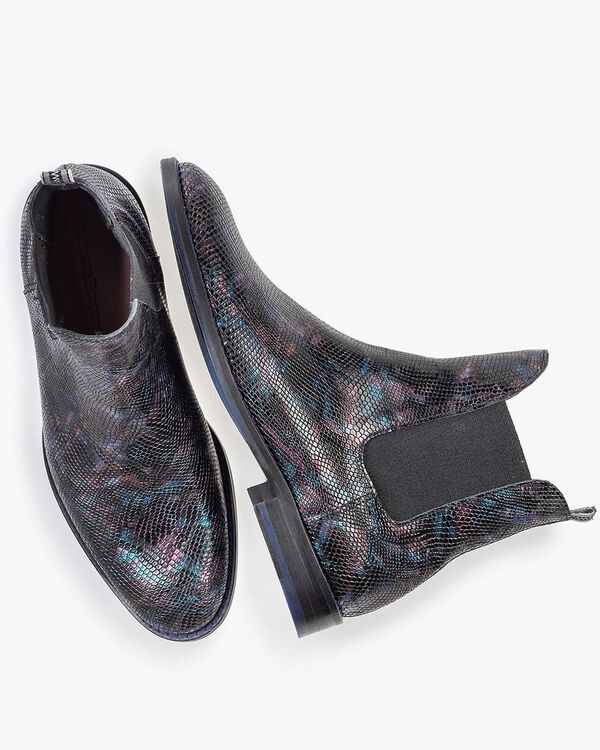 Chelsea Boot Krokoprint blau