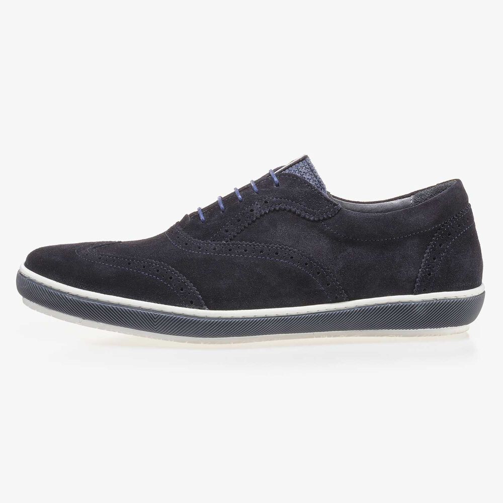 Dunkelblauer Wildleder Brogue-Schn&uuml;rschuh