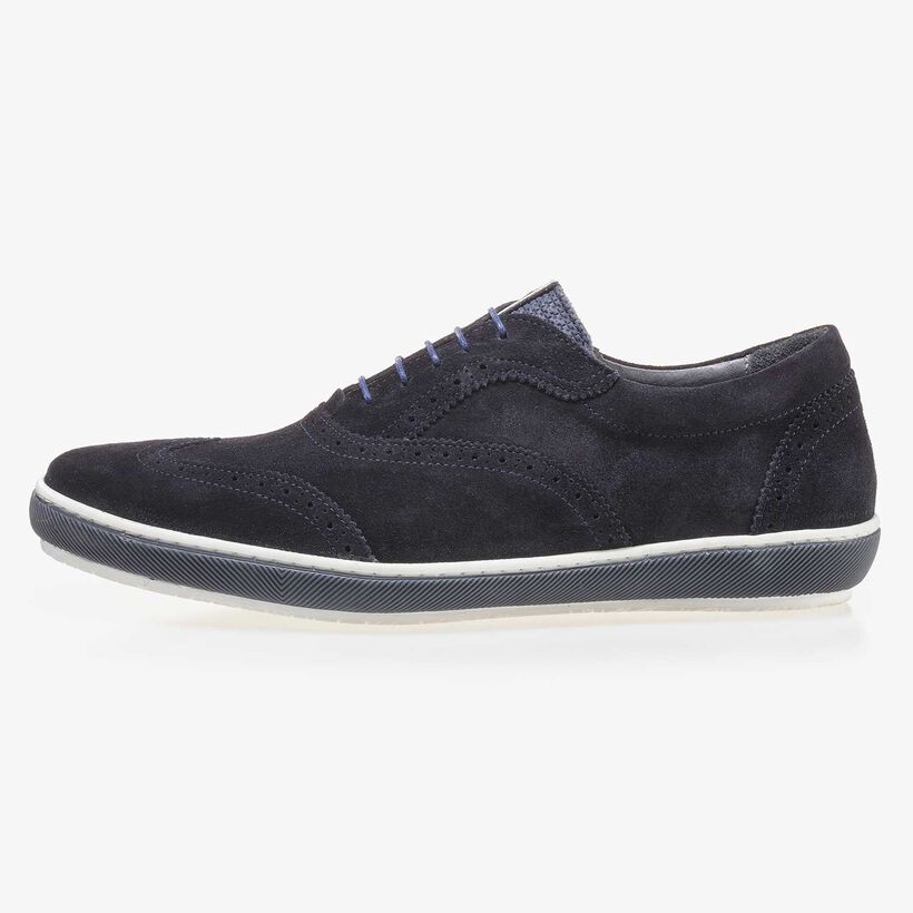 Dunkelblauer Wildleder Brogue-Schn&uuml;rschuh
