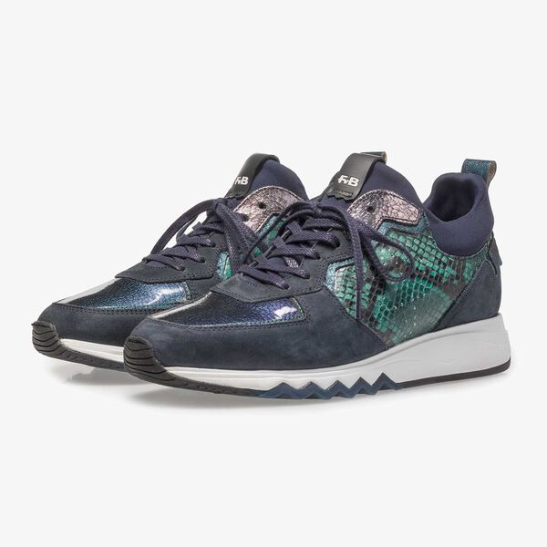Dunkelblauer Wildleder Sneaker mit Print