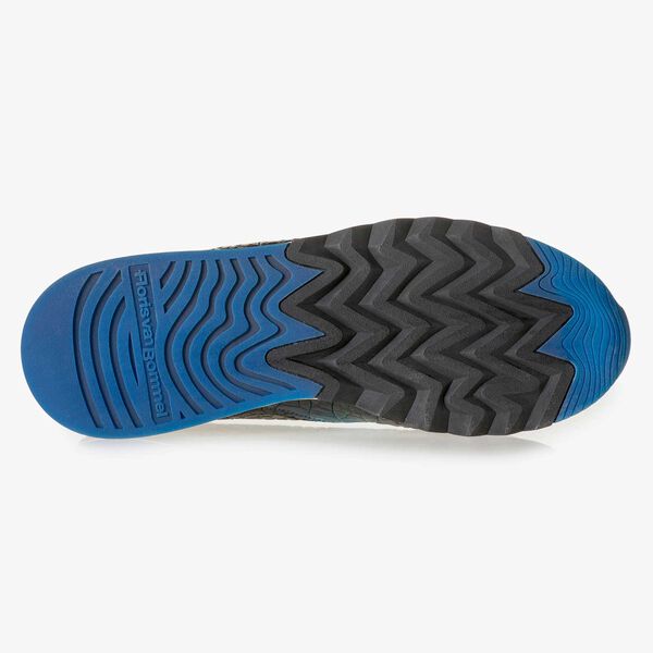 Mehrfarbiger Kalbsleder-Sneaker mit Krokoprint