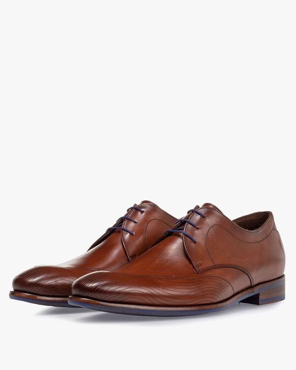Schn&uuml;rschuh Kalbsleder cognac