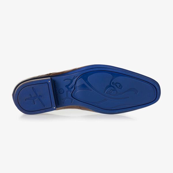 Brauner Leder Schn&uuml;rschuh mit Krokoprint