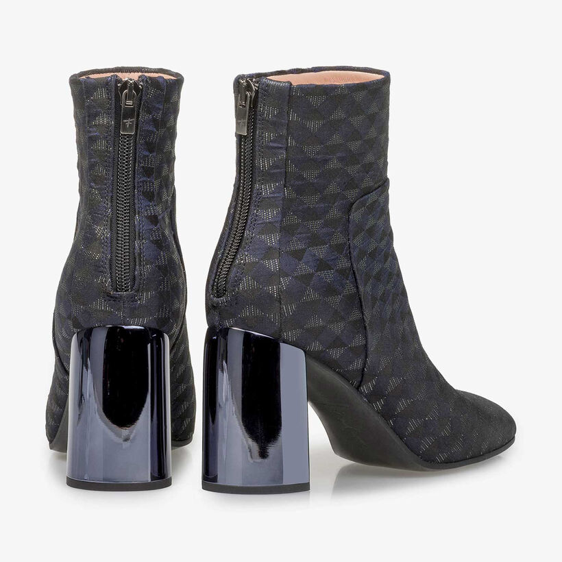 Blaue Stiefelette mit Grafikprint