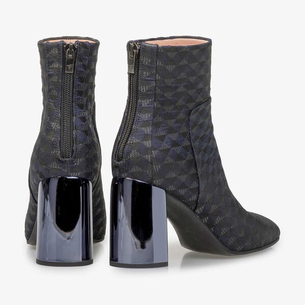 Blaue Stiefelette mit Grafikprint