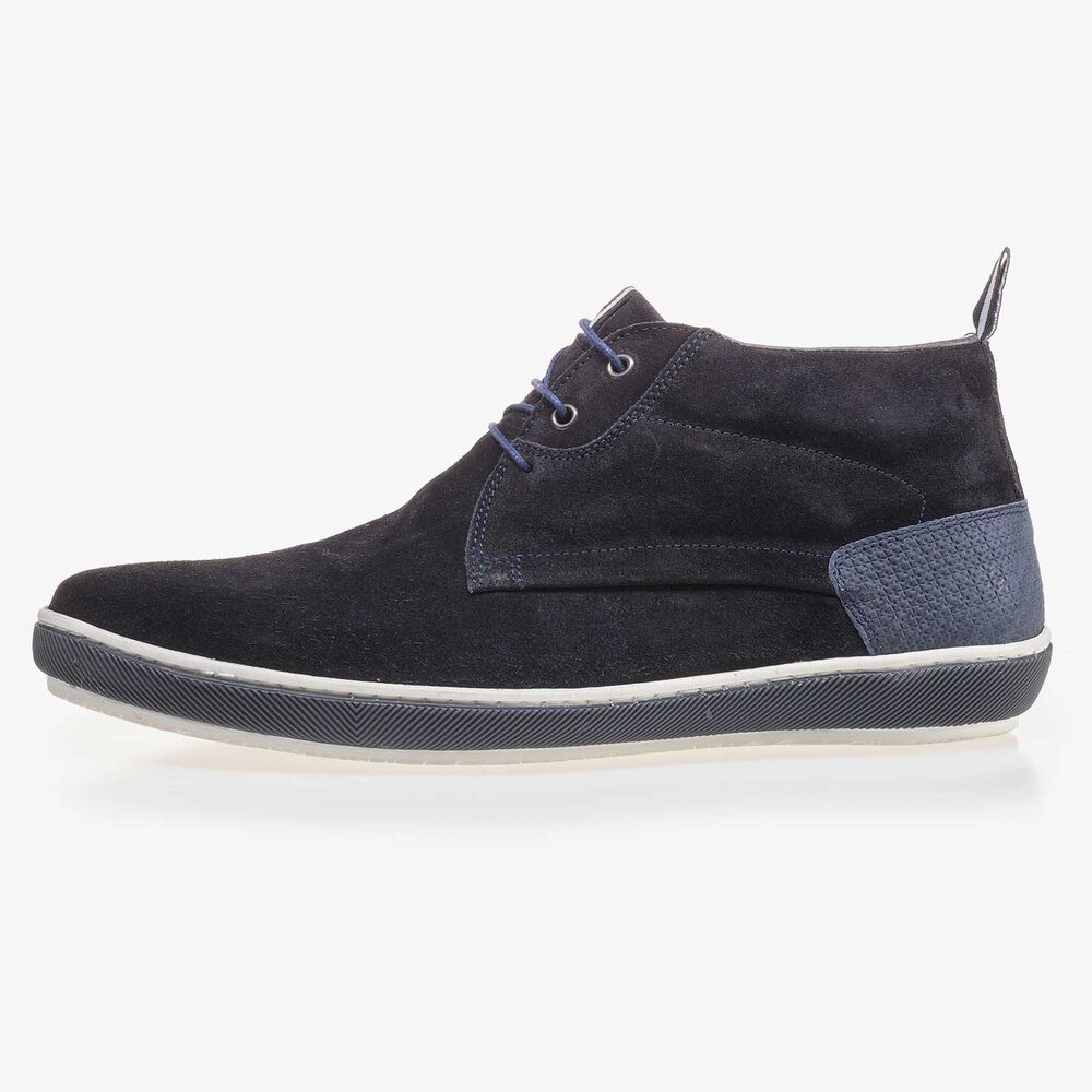Dunkelblauer Wildleder-Schn&uuml;rschuh