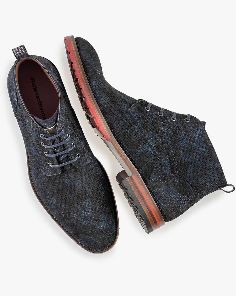 Schn&uuml;rstiefel blau mit Print