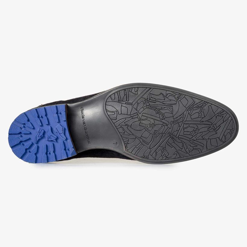 Dark blue suede leather lace boot