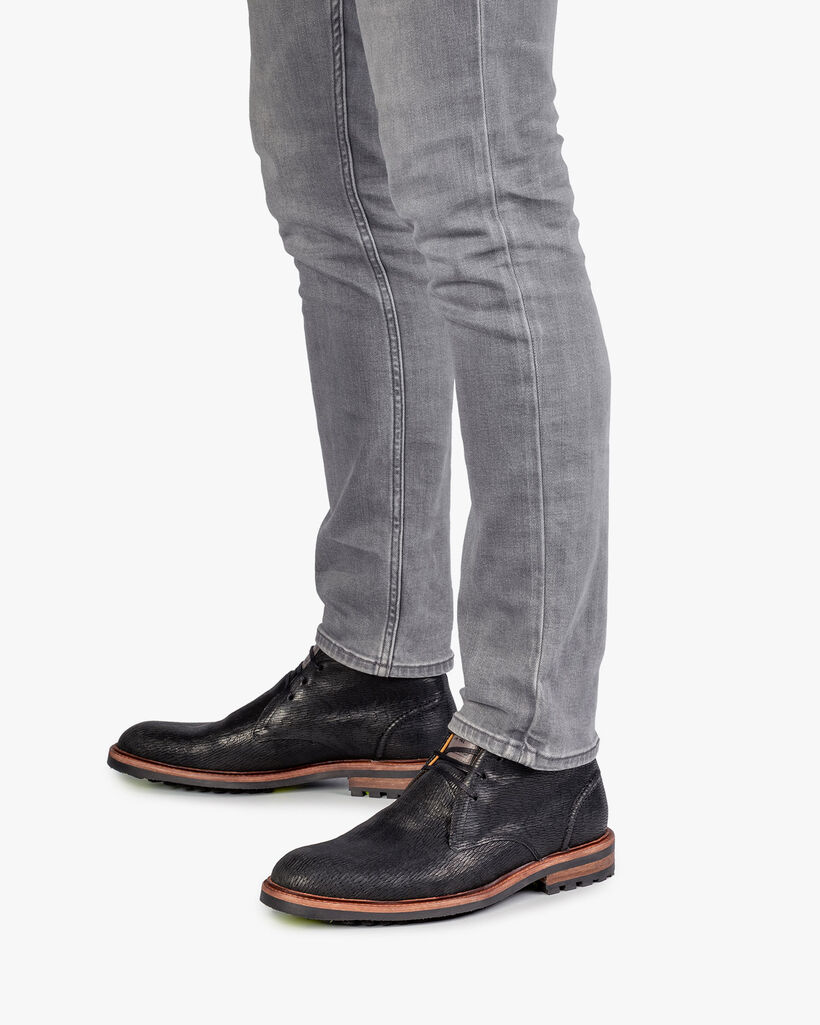 Schn&uuml;rstiefel schwarz mit Print