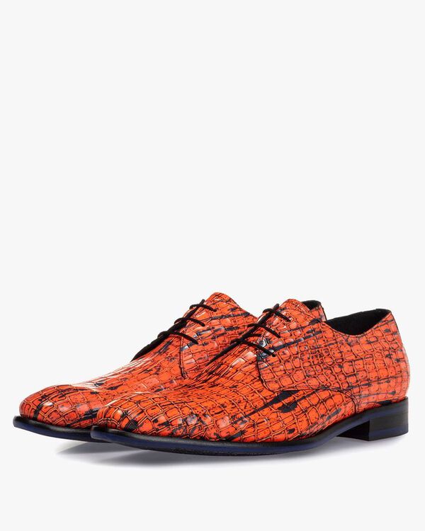 Schn&uuml;rschuh Lackleder orange