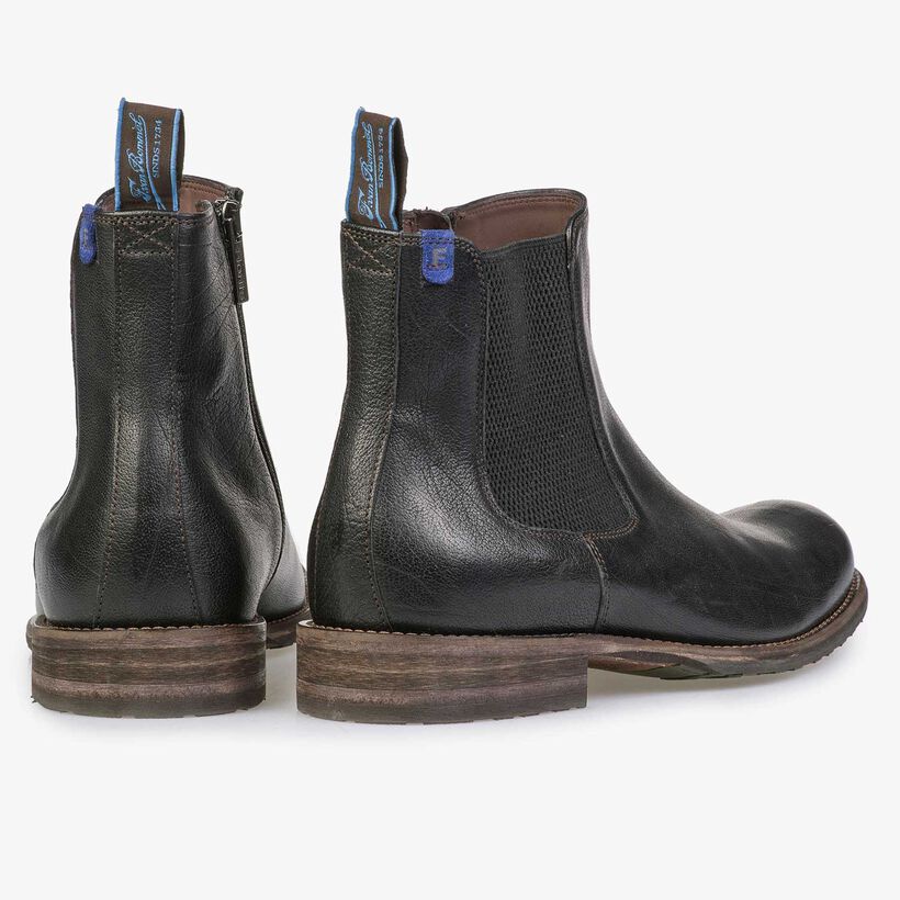 Wolle gef&uuml;tterter schwarzer Chelsea Boot aus Leder
