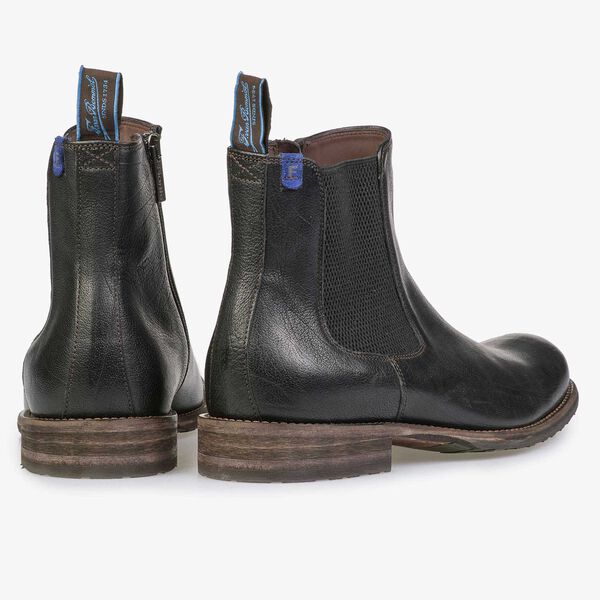 Wolle gef&uuml;tterter schwarzer Chelsea Boot aus Leder