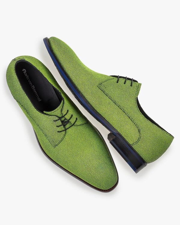 Schn&uuml;rschuh mit Print Wildleder gelb