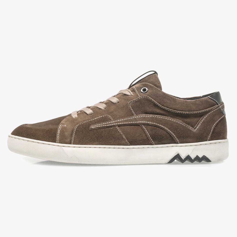 Dunkler taupefarbener Wildleder-Schn&uuml;rschuh