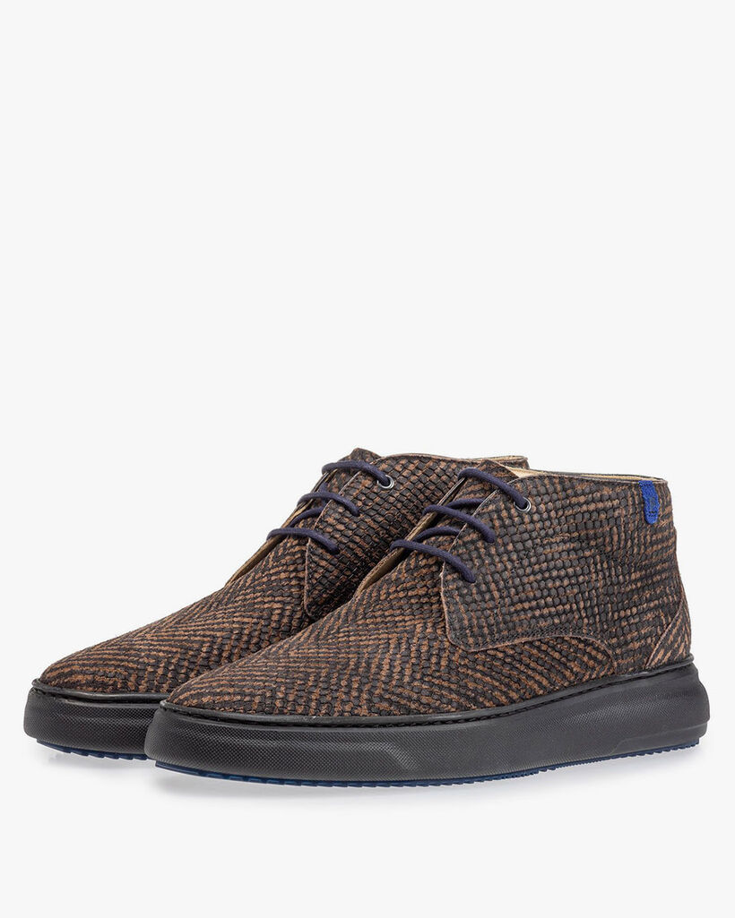 Stiefel Zick-Zack-Print braun
