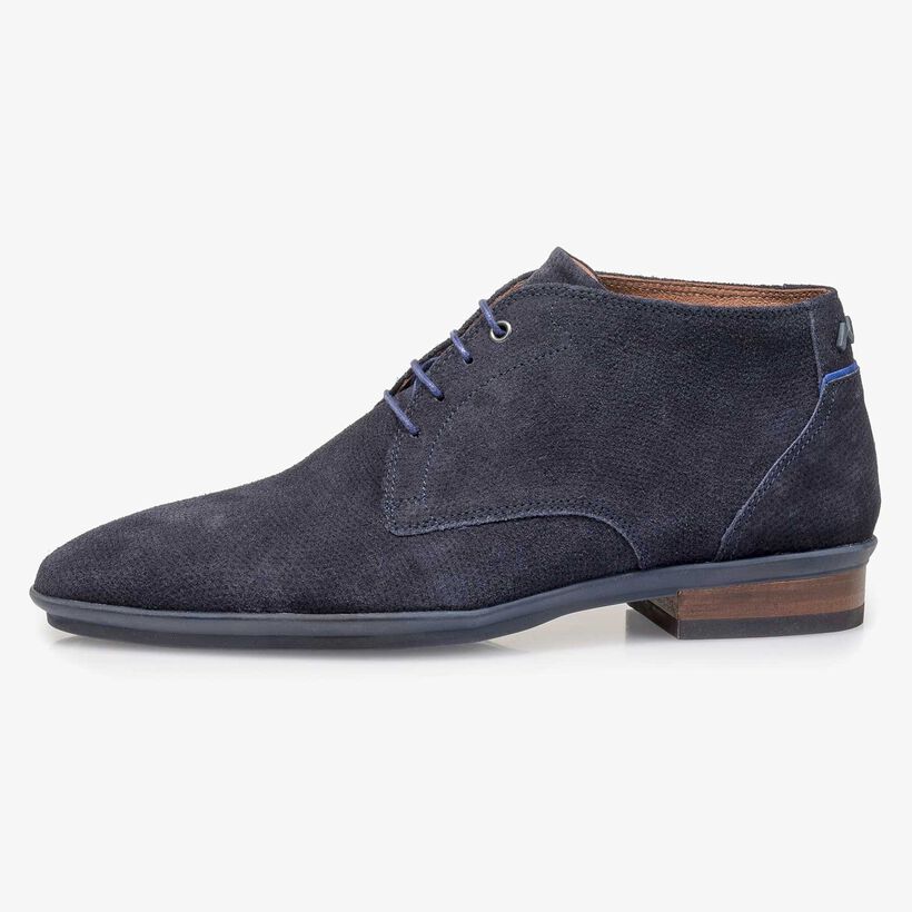 Blue suede leather lace shoe
