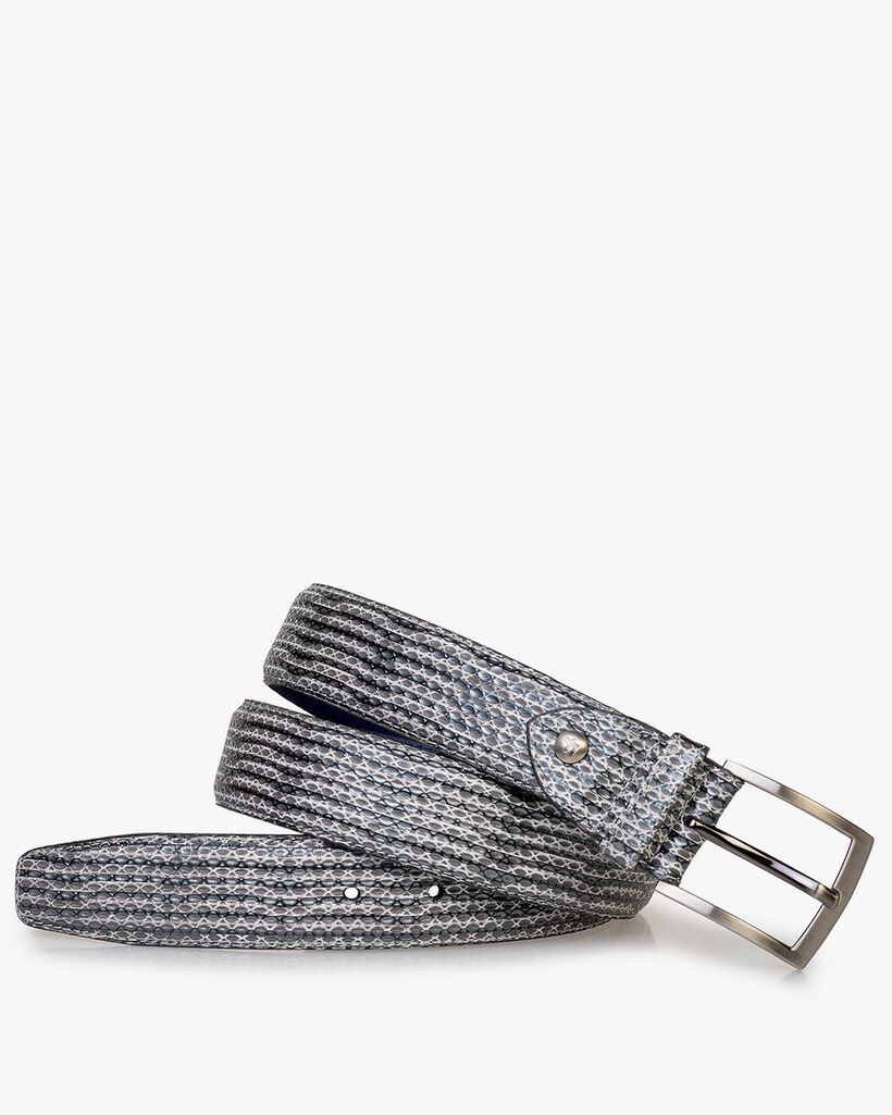 G&uuml;rtel metallic mit Print grau