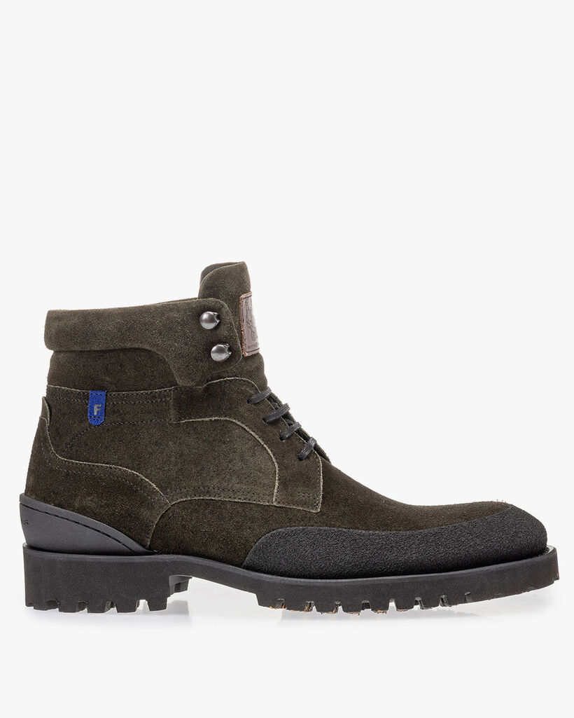 Schn&uuml;rstiefel gr&uuml;n Wildleder