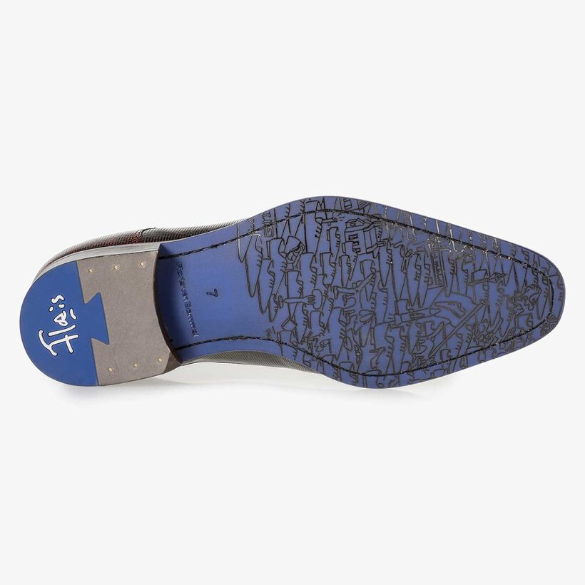 Dunkelroter Premium Lackleder-Schn&uuml;rschuh mit Print