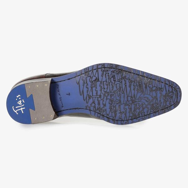 Dunkelroter Premium Lackleder-Schn&uuml;rschuh mit Print