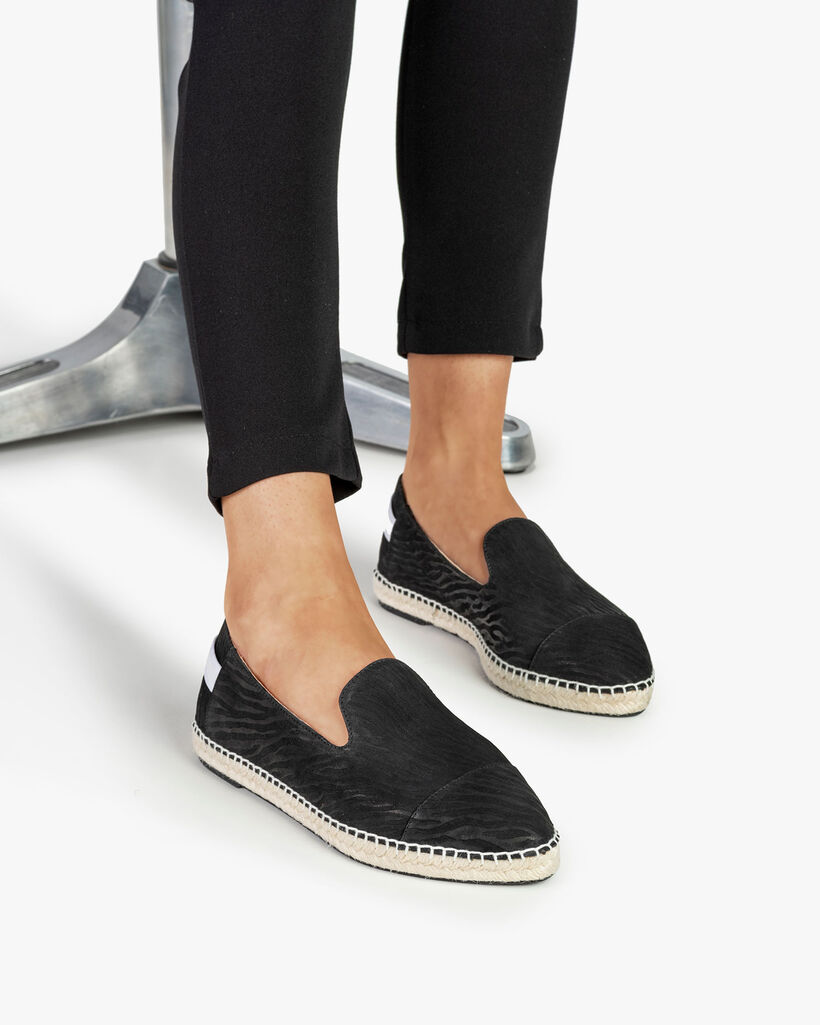 Espadrille Leder mit Print schwarz