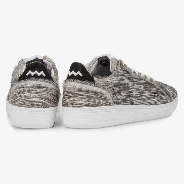 Premium off-white pony hair sneaker with striped pattern