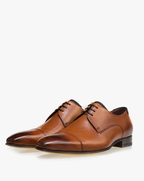 Schn&uuml;rschuh Kalbsleder cognac