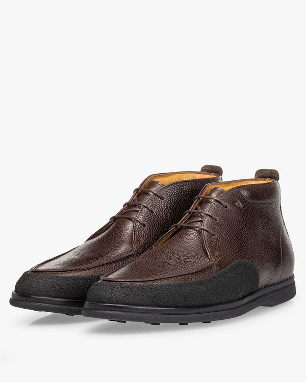 Schn&uuml;rstiefel Leder-Print braun