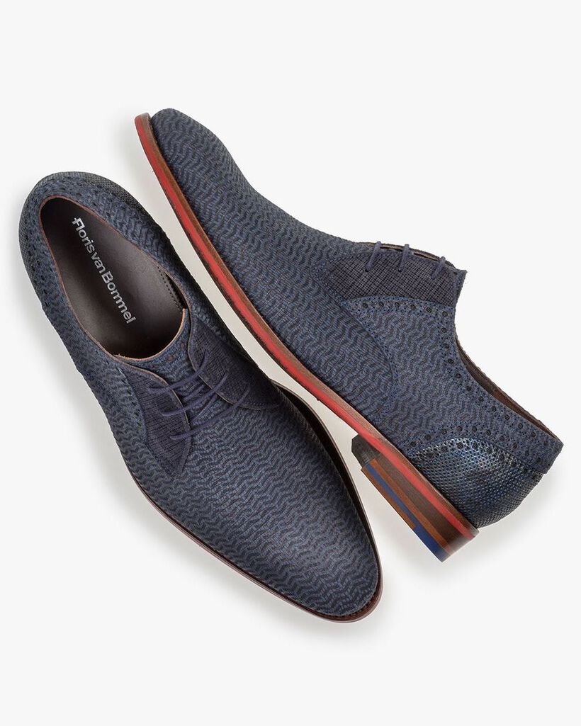 Schn&uuml;rschuh Nubukleder blau